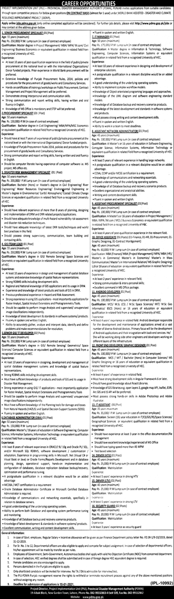 Provincial Disaster Management Authority Punjab Jobs