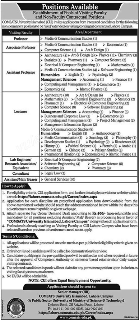 COMSATS University Islamabad (CUI) Jobs 2021 