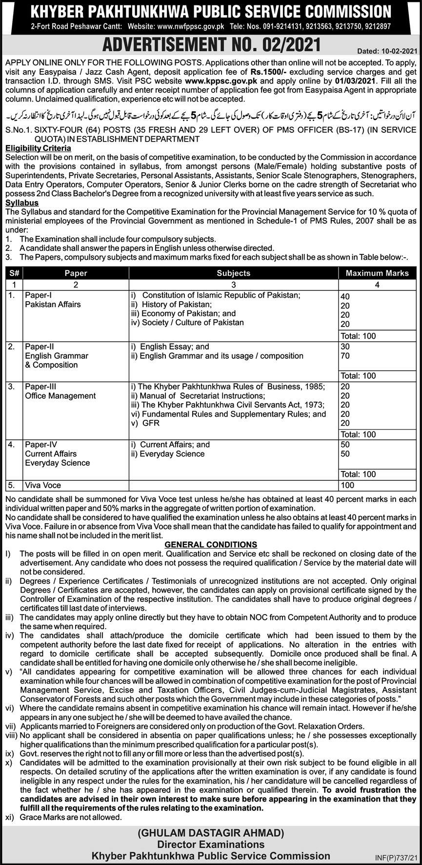Khyber Pakhtunkhwa Public Service Commission (KPPSC) Jobs 2021