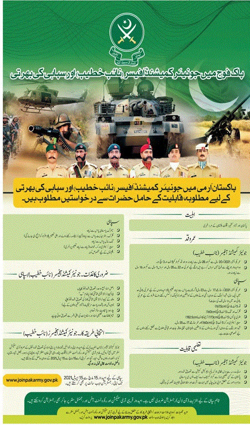 Join Pakistan Army as Soldier & Naib Khateeb 2021 February
