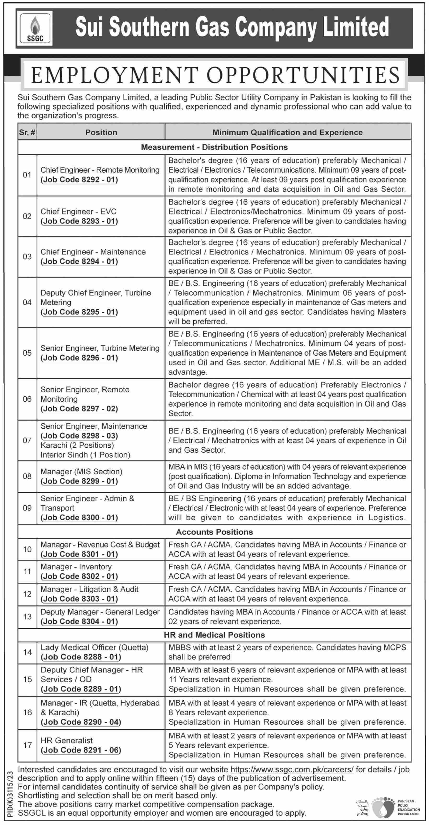 SSGC Jobs May 2024 Apply Online Sui Southern Gas Company Limited
