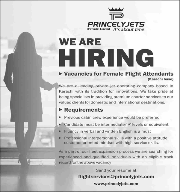 Airhostess Jobs in Princely Jets Pvt Ltd 2024 July