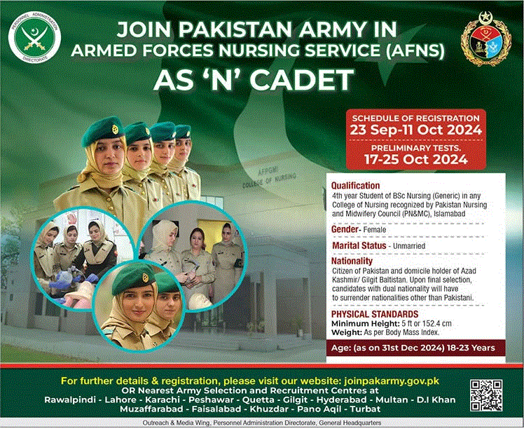 Join Pakistan Army as N Cadet September 2024