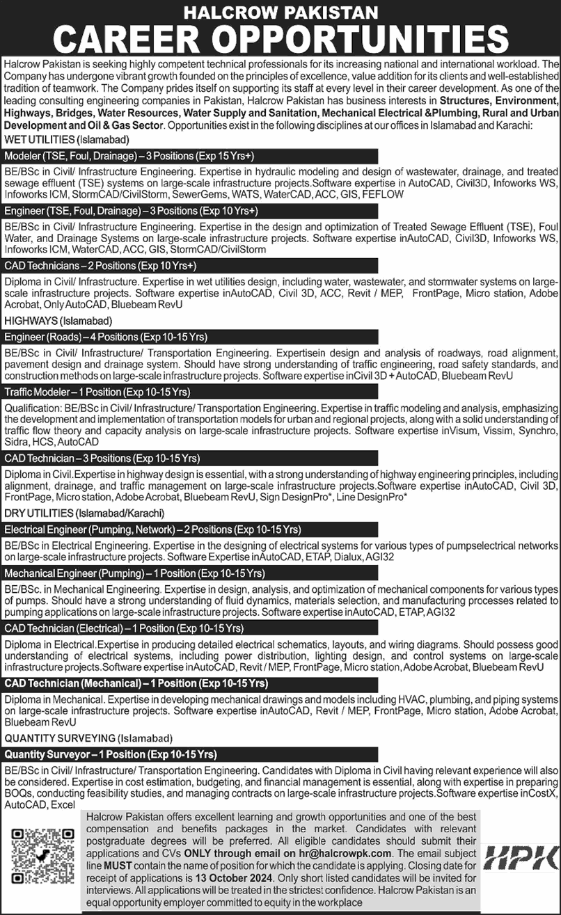 Halcrow Pakistan Jobs 2024 September