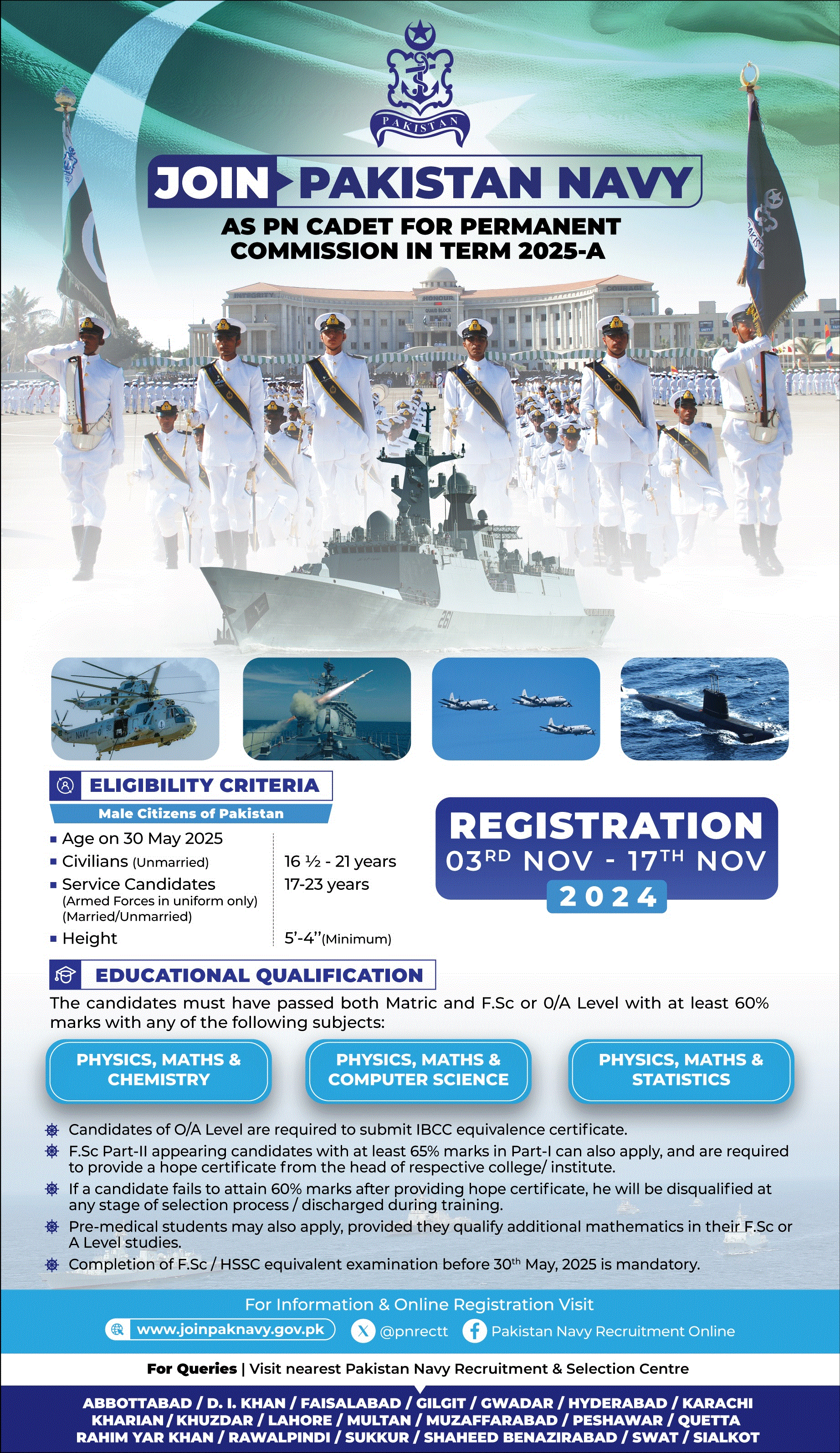 Join Pakistan Navy as PN Cadet November 2024