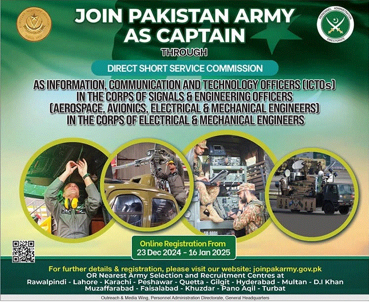 Join Pakistan Army as Captain December 2024 / 2025