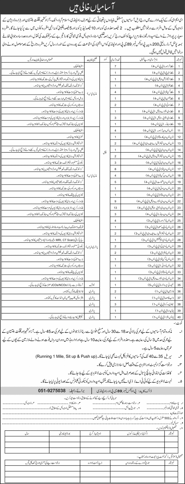 PO Box 89 Rawalpindi Jobs December 2024 / 2025