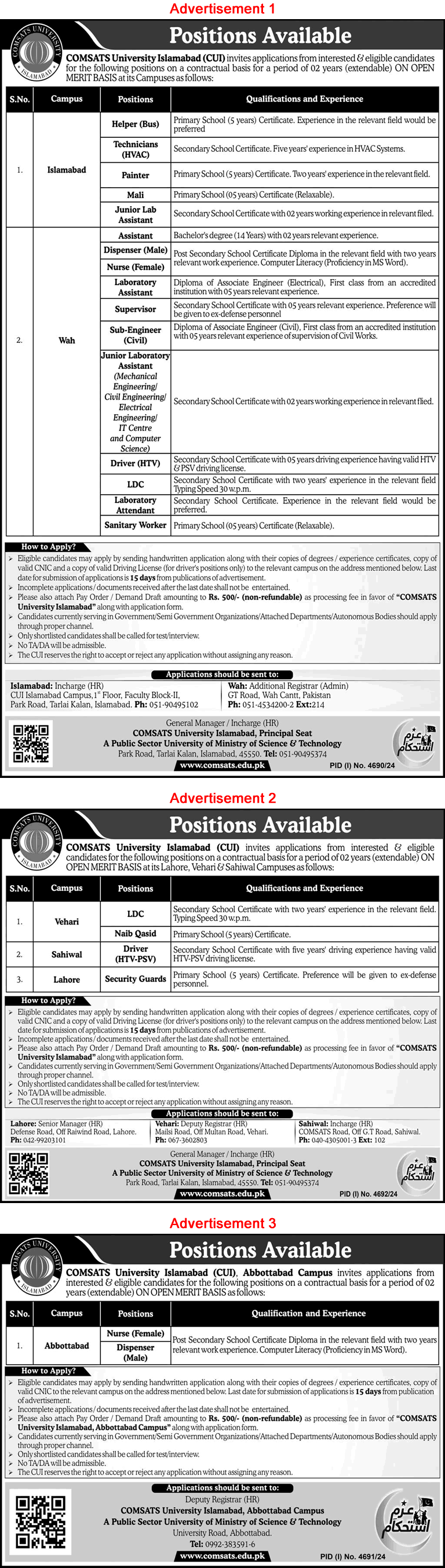 COMSATS University Jobs 2025