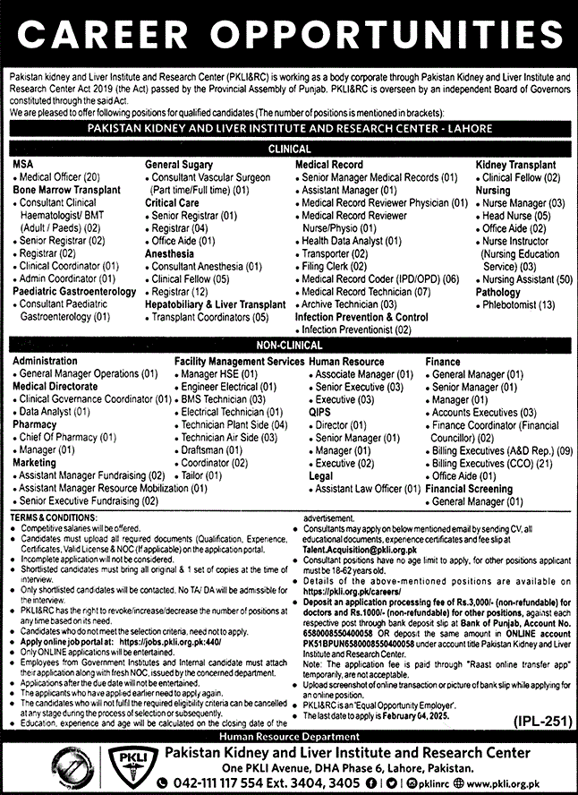 PKLI Lahore Jobs 2025